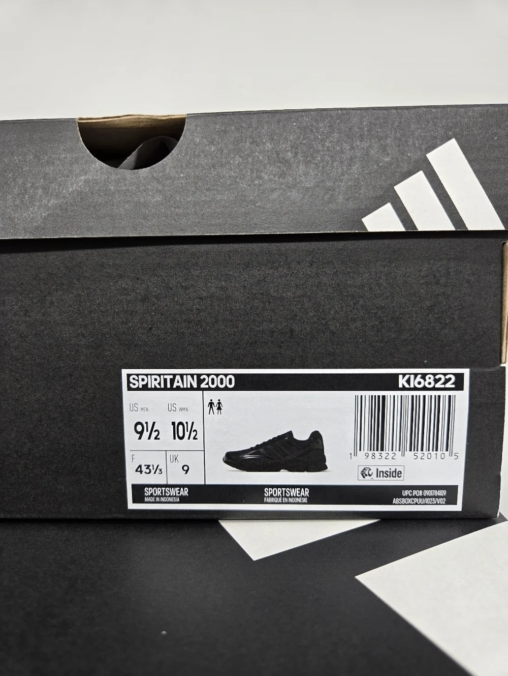 adidas Men's Spiritain 2000 Black Grey Carbon Shoes Size 9.5 New
